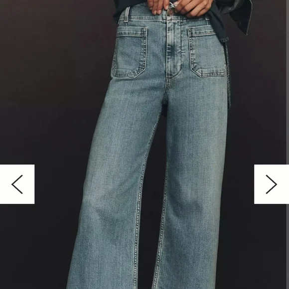 Anthropologie Maeve The Colette Crop High-Rise Wide-Leg Jeans light-to-med Sz 12 - Picture 6 of 16